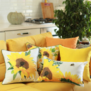 Design 4 - 12x20 Single Decorative Fall Thanksgiving Throw Pillow Cover Sunflowers 18" x 18" Lumbar & Square for Couch, Bedding