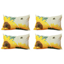 Design 4 - 12x20 4-piece Decorative Fall Thanksgiving Throw Pillow Cover Sunflowers 18" x 18" Lumbar & Square for Couch, Bedding