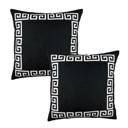 Black, White - 18x18 2-piece Decorative Throw Pillow Cover Greek Key Square & Lumbar for Couch, Bedding