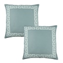 Gray, White - 18x18 2-piece Decorative Throw Pillow Cover Greek Key Square & Lumbar for Couch, Bedding