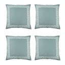 Gray, White - 18x18 4-piece Decorative Throw Pillow Cover Greek Key Square & Lumbar for Couch, Bedding