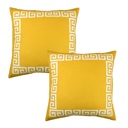 Yellow, White - 20x20 2-piece Decorative Throw Pillow Cover Greek Key Square & Lumbar for Couch, Bedding