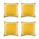 Yellow, White - 20x20 4-piece Decorative Throw Pillow Cover Greek Key Square & Lumbar for Couch, Bedding