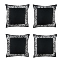 Black, White - 20x20 4-piece Decorative Throw Pillow Cover Greek Key Square & Lumbar for Couch, Bedding