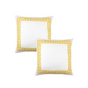 White, Yellow - 18x18 2-piece Decorative Throw Pillow Cover Greek Key Square & Lumbar for Couch, Bedding