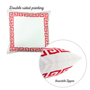White, Red - 18x18 4-piece Decorative Throw Pillow Cover Greek Key Square & Lumbar for Couch, Bedding