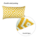 Yellow - 12x20 4-piece Decorative Throw Pillow Cover Greek Key Square & Lumbar for Couch, Bedding