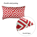 Red -12x20 4-piece Decorative Throw Pillow Cover Greek Key Square & Lumbar for Couch, Bedding