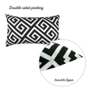 Black - 12x20 2-piece Decorative Throw Pillow Cover Greek Key Square & Lumbar for Couch, Bedding