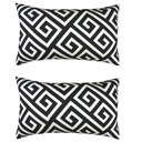 Black - 12x20 2-piece Decorative Throw Pillow Cover Greek Key Square & Lumbar for Couch, Bedding