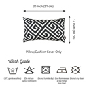 Black - 12x20 4-piece Decorative Throw Pillow Cover Greek Key Square & Lumbar for Couch, Bedding