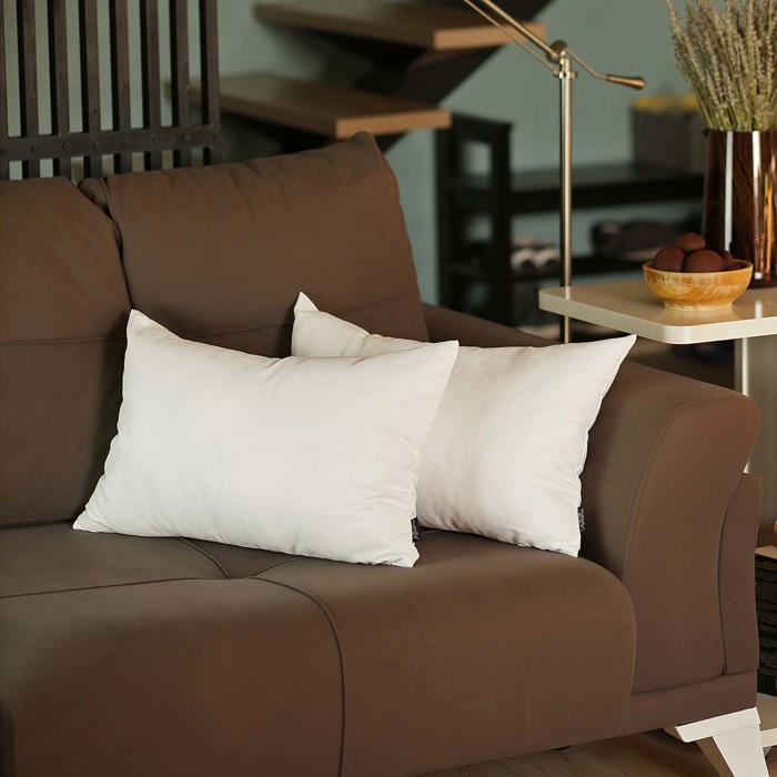 Honey Set of 2 Decorative Throw Pillow Cover Solid Color Lumbar & Square Pillowcase for Couch, Bedding