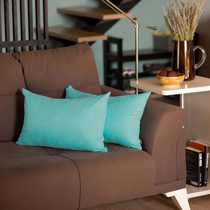 Honey Set of 2 Decorative Throw Pillow Cover Solid Color Lumbar & Square Pillowcase for Couch, Bedding