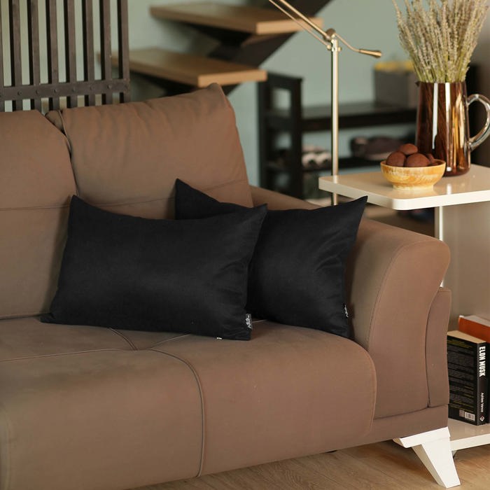Honey Set of 2 Decorative Throw Pillow Cover Solid Color Lumbar & Square Pillowcase for Couch, Bedding