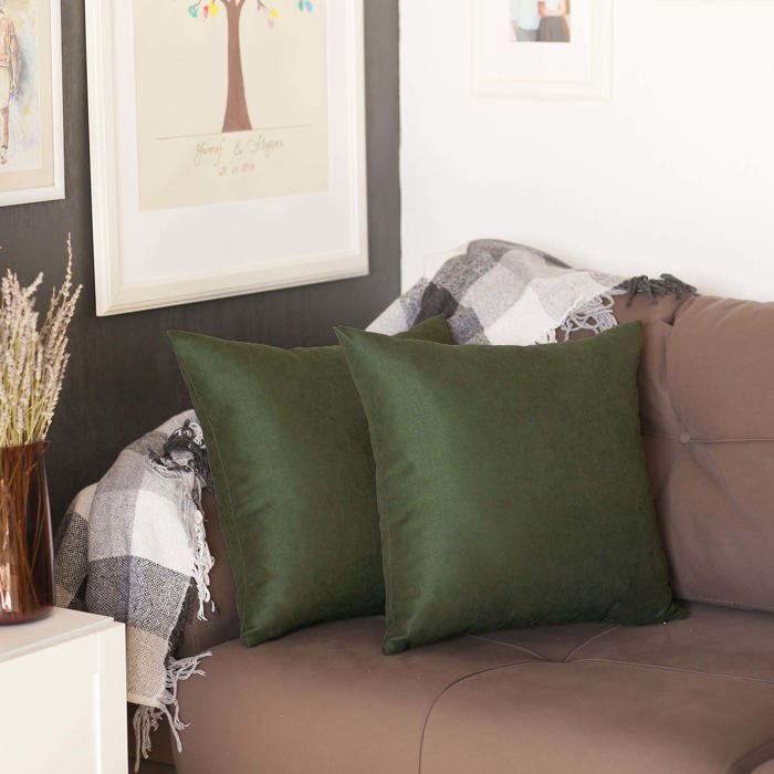Honey Set of 2 Decorative Throw Pillow Cover Solid Color Lumbar & Square Pillowcase for Couch, Bedding