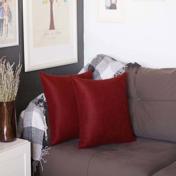Honey Set of 2 Decorative Throw Pillow Cover Solid Color Lumbar & Square Pillowcase for Couch, Bedding