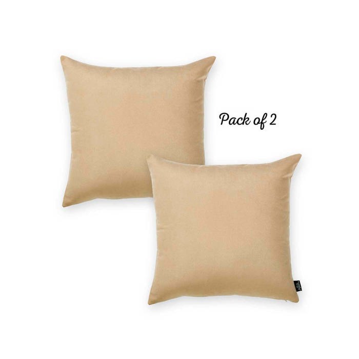 Honey Set of 2 Decorative Throw Pillow Cover Solid Color Lumbar & Square Pillowcase for Couch, Bedding