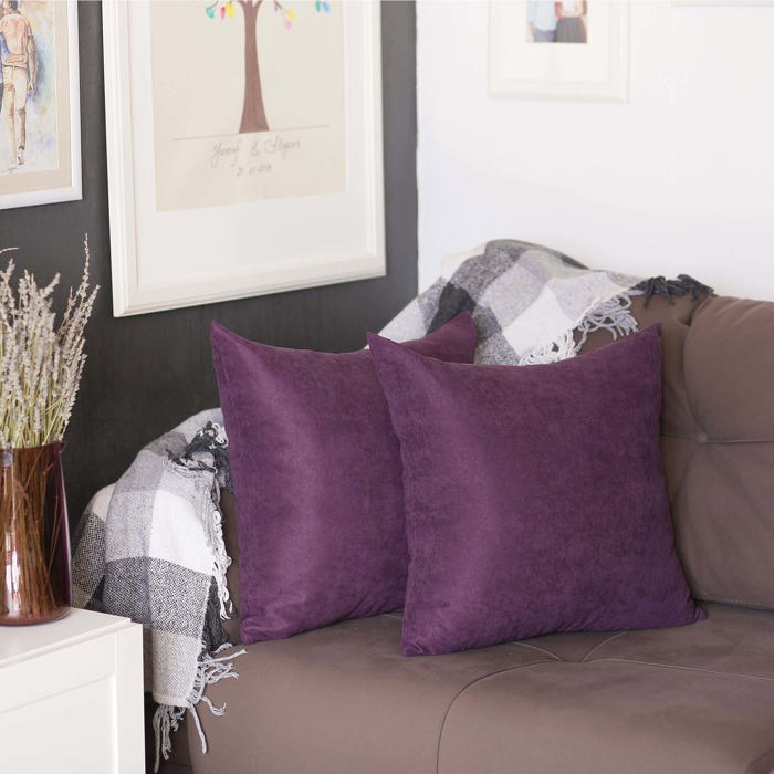Honey Set of 2 Decorative Throw Pillow Cover Solid Color Lumbar & Square Pillowcase for Couch, Bedding