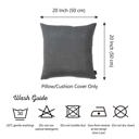 Gray 20X20" Honey Set of 2 Decorative Throw Pillow Cover Solid Color Lumbar & Square Pillowcase for Couch, Bedding