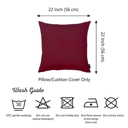 Claret Red 22X22" Honey Set of 2 Decorative Throw Pillow Cover Solid Color Lumbar & Square Pillowcase for Couch, Bedding