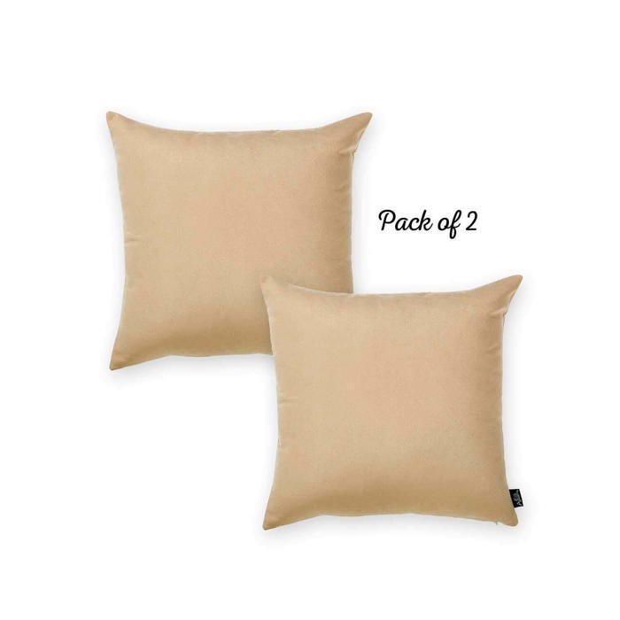 Honey Set of 2 Decorative Throw Pillow Cover Solid Color Lumbar & Square Pillowcase for Couch, Bedding