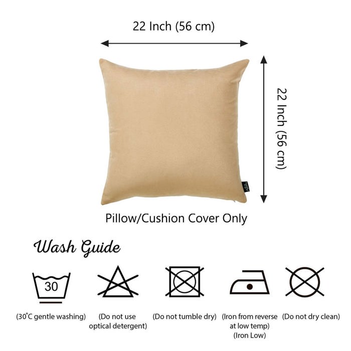 Honey Set of 2 Decorative Throw Pillow Cover Solid Color Lumbar & Square Pillowcase for Couch, Bedding