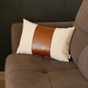 12X20" 2-piece Country Embroidered Horse Mixed Boho Sets Throw Pillow Covers Vegan Faux Leather Solid Beige & Brown Square & Lumbar for Couch, Bedding
