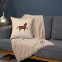 18X18" 2-piece Country Embroidered Horse Mixed Boho Sets Throw Pillow Covers Vegan Faux Leather Solid Beige & Brown Square & Lumbar for Couch, Bedding