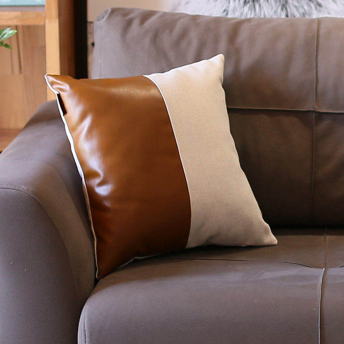 Boho Decorative Throw Pillow Cover Vegan Faux Leather Solid Lumbar & Square for Couch, Bedding