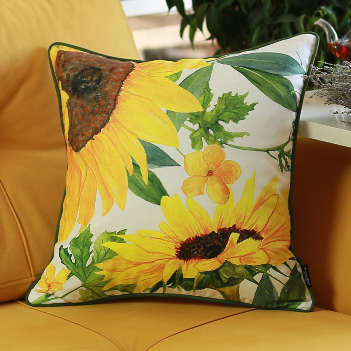 Decorative Fall Thanksgiving Throw Pillow Cover Sunflowers 18" x 18" Lumbar & Square for Couch, Bedding