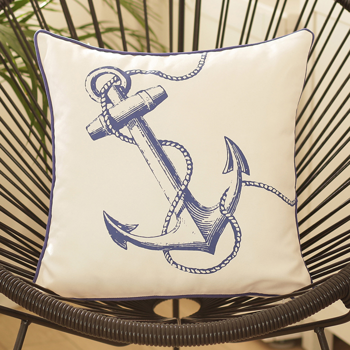 Nautical Coastal Decorative Throw Pillow Cover 18" in. x 18" in. Square 
