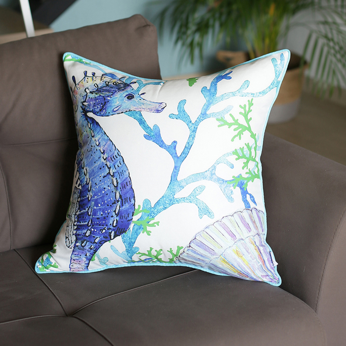 Nautical Coastal Decorative Throw Pillow Cover 18" in. x 18" in. Square 
