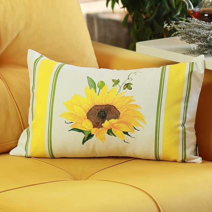 Decorative Fall Thanksgiving Throw Pillow Cover Sunflowers 18" x 18" Lumbar & Square for Couch, Bedding