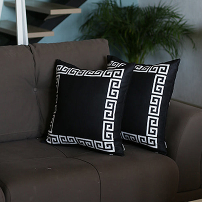 Decorative Throw Pillow Cover Greek Key Square & Lumbar for Couch, Bedding