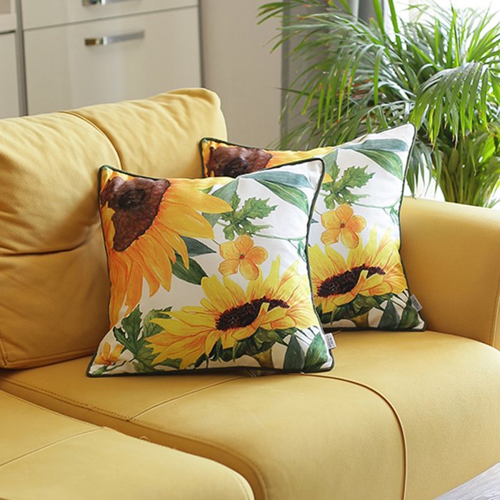 Decorative Fall Thanksgiving Throw Pillow Cover Sunflowers 18" x 18" Lumbar & Square for Couch, Bedding