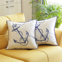 Anchor 2-piece Nautical Coastal Decorative Throw Pillow Cover 18" in. x 18" in. Square 