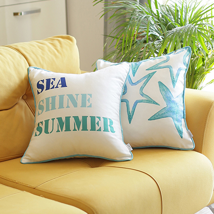 Nautical Coastal Decorative Sets of Throw Pillow Covers 18" in. x 18" in. Square