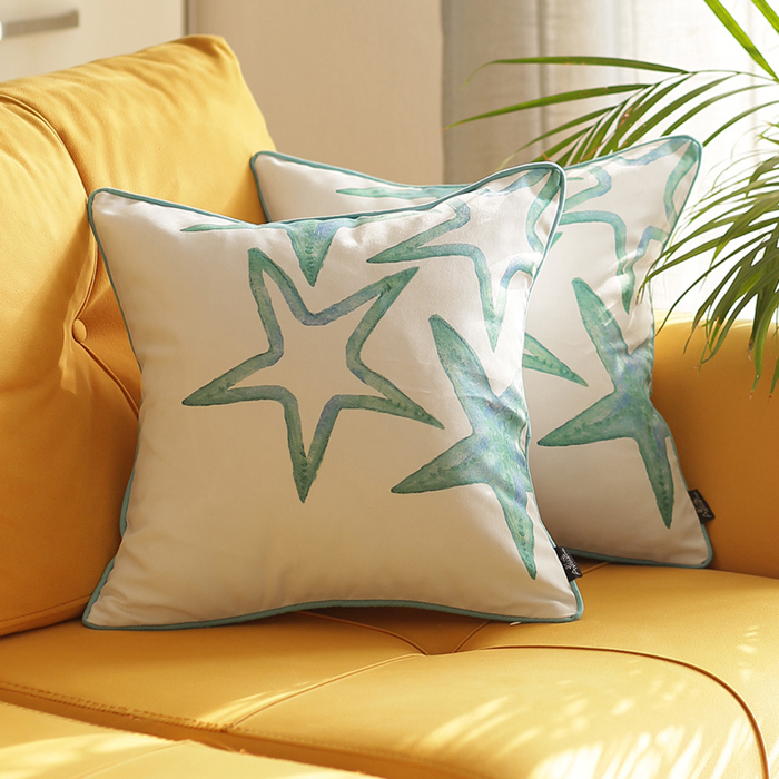 Nautical Coastal Decorative Throw Pillow Cover 18" in. x 18" in. Square 