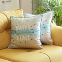 Happy 2-piece Nautical Coastal Decorative Throw Pillow Cover 18" in. x 18" in. Square 