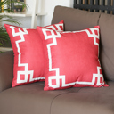Square 18" x 18" Red & White Decorative Geometric Set of 2 Throw Pillow Cover for Couch, Bedding