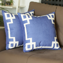 Square 18" x 18" Blue & White Decorative Geometric Set of 2 Throw Pillow Cover for Couch, Bedding
