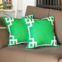 Square 18" x 18" Green & White Decorative Geometric Set of 2 Throw Pillow Cover for Couch, Bedding