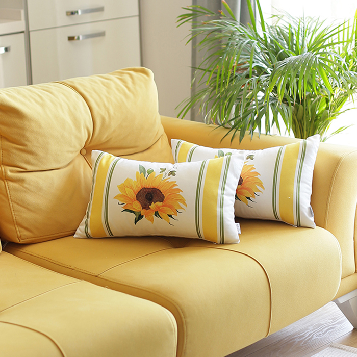 Decorative Fall Thanksgiving Throw Pillow Cover Sunflowers 18" x 18" Lumbar & Square for Couch, Bedding