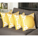 Square 20" x 20" Yellow & White Decorative Geometric Set of 4 Throw Pillow Cover for Couch, Bedding