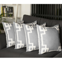 Square 20" x 20" Gray & White Decorative Geometric Set of 4 Throw Pillow Cover for Couch, Bedding