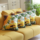 Design 2 4-piece Decorative Fall Thanksgiving Throw Pillow Cover Sunflowers 18" x 18" Lumbar & Square for Couch, Bedding