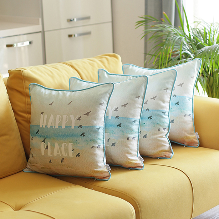 Nautical Coastal Decorative Throw Pillow Cover 18" in. x 18" in. Square 