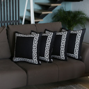 Black, White - 18x18 4-piece Decorative Throw Pillow Cover Greek Key Square & Lumbar for Couch, Bedding