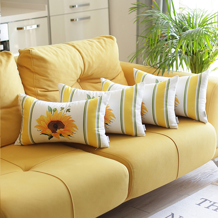 Decorative Fall Thanksgiving Throw Pillow Cover Sunflowers 18" x 18" Lumbar & Square for Couch, Bedding