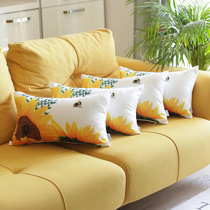 Decorative Fall Thanksgiving Throw Pillow Cover Sunflowers 18" x 18" Lumbar & Square for Couch, Bedding